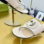 BLONDIE THONG SANDAL IN WHITE LAMBSKIN