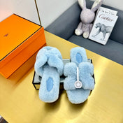 ORAN SHEARLING SANDALS POWDER BLUE