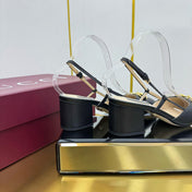 GG HIGH SLINGBACK 65 IN BLACK LAMBSKIN WITH GOLD HARDWARE