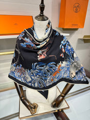 HERMES 26S SCARF 135 IN SILK AND CASHMERE 492356