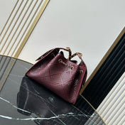 CHANEL 26S HOBO BAG 22 IN BURGUNDY RED PERFORATED CALFSKIN GOLD HARDWARE