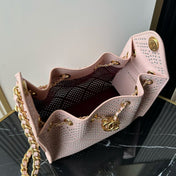CHANEL 26S HOBO BAG 22 IN LIGHT PINK PERFORATED CALFSKIN GOLD HARDWARE