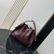 CHANEL 26S HOBO BAG MEDIUM 30 IN BURGUNDY RED PERFORATED CALFSKIN GOLD HARDWARE