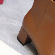 VALENTINO 25S VALET DU ROI ANKLE BOOTS 60 MM IN BROWN CALFSKIN WITH BOW