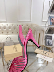 VALENTINO 26S  HEEL SANDALS 80 MM IN PINK SATIN