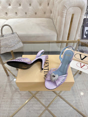 VALENTINO 26S  HEEL SANDALS 80 MM IN LIGHT PURPLE SATIN