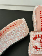 CLASSIC SLIPPERS THICK SOLE IN LIGHT PINK TWEED