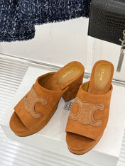 ELENA MULE IN PEANUT BROWN VELVET