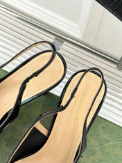 GG HIGH SLINGBACK 8.5 CM IN BLACK CLASSIC POINTED-TOE MESH WITH RHINESTONE EMBELLISHMENTS