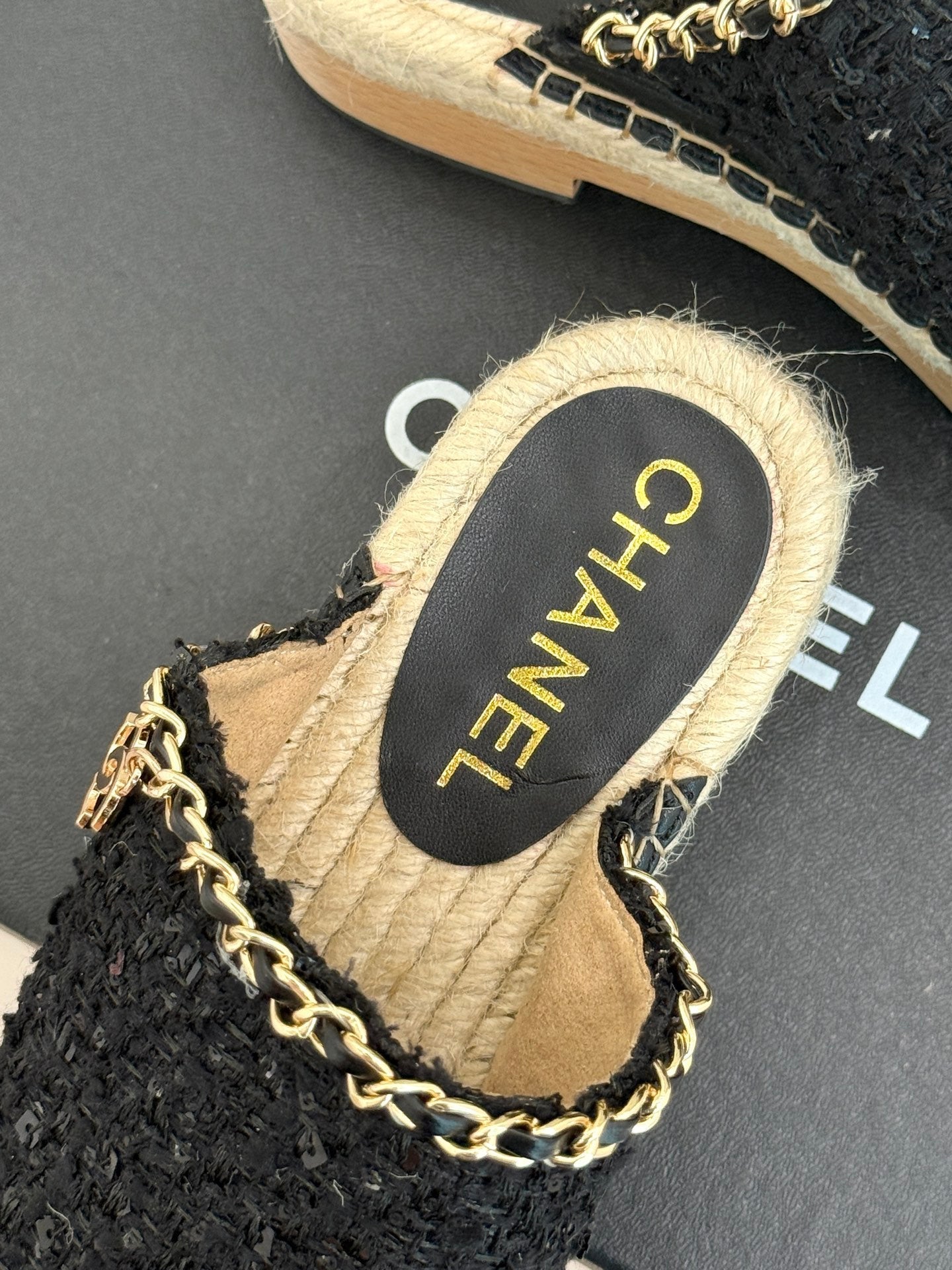 CC MULES 25SS 30 MM IN BLACK LAMBSKIN MIX TWEED