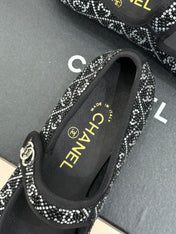 CC FLAT MARY JANE 25SS IN BLACK EMBELLISHED WITH RHINESTONES