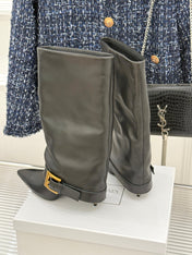 BALMAIN 25S ANTHEM BOOTS IN BLACK CALFSKIN