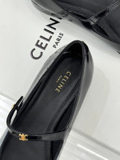 CELINE 26S MARY JANE SHOES IN BLACK LAMBSKIN