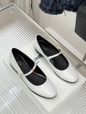 CELINE 26S MARY JANE SHOES IN WHITE LAMBSKIN