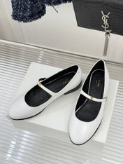 CELINE 26S MARY JANE SHOES IN WHITE LAMBSKIN