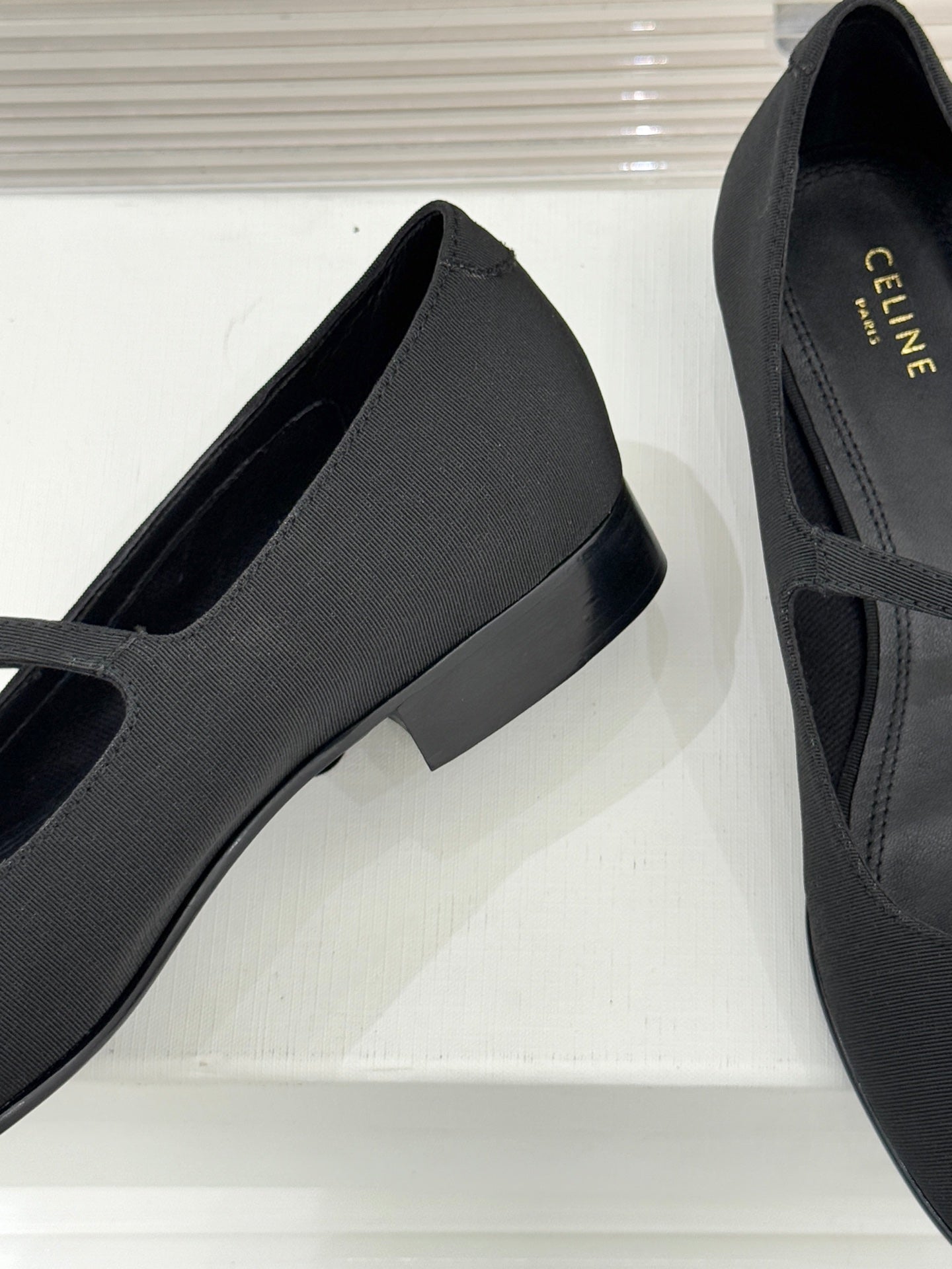 CELINE 26S MARY JANE SHOES IN BLACK FABRIC