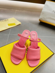 FENDI BAGUETTE HIGH-HEEL SANDALS 8 CM IN DARK PINK CALFSKIN