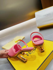 FENDI BAGUETTE HIGH-HEEL SANDALS 8 CM IN DARK PINK CALFSKIN