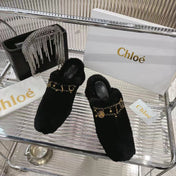 CHLOÉ 26S HIGH-HEELED MULES IN BLACK WOOL
