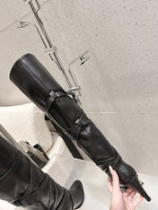 YSL 26S JANIS KNEE-HIGH BOOTS 90 MM IN BLACK SUEDE