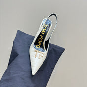 ANGELINA 10 CM SLINGBACK IN WHITE CROCODILE PATTERN CALFSKIN