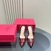 VLOGO SIGNATURUE WINE RED PATENT LEATHER SLINGBACK PUMP 80MM