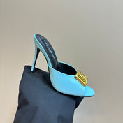 DG FOOTWEAR – LIGHT 100MM IN BLUE PATENT CALFSKIN MULES