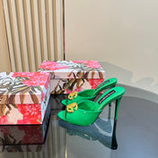 DG FOOTWEAR – LIGHT 100MM IN GREEN PATENT CALFSKIN MULES