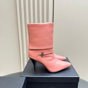 NIKI BOOTIES IN CORAL SHEEPSKIN