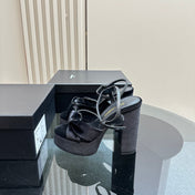 BIANCA PLATFORM SANDALS IN BLACK VELVET