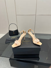 BALMAIN 25S LIPS SANDALS 10 IN BLUSH BEIGE SATIN