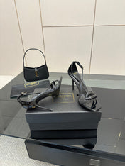 BALMAIN 25S LIPS SANDALS 10 IN BLACK CALFSKIN