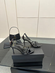 BALMAIN 25S LIPS SANDALS 10 IN BLACK CALFSKIN