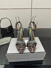 TOM FORD 26S HEELED SANDALS 100 MM IN LEOPARD PRINT CALFSKIN STYLE 1
