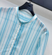 DIOR 25S STAND COLLAR STRIPED SHIRT 264615