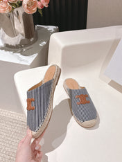 CELINE 25S LES ESPADRILLES MULE IN BLUE STRIPES CANVAS