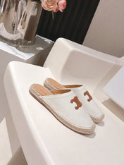 CELINE 25S LES ESPADRILLES MULE IN WHITE CANVAS