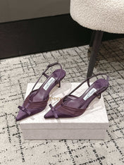 JIMMY CHOO 26S SLINGBACK HEELS 65 MM IN DEEP PURPLE FABRIC