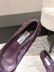 JIMMY CHOO 26S POINTED-TOE HIGH HEELS 65 MM IN DEEP PURPLE FABRIC