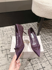 JIMMY CHOO 26S POINTED-TOE HIGH HEELS 65 MM IN DEEP PURPLE FABRIC