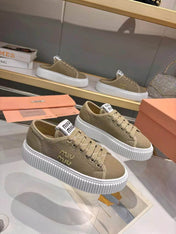 MIUMIU 26S SNEAKER 45MM IN OLIVE GREEN MESH FABRIC