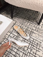 CHLOÉ 26S LACE-UP HEELS 60 MM IN WHITE CALFSKIN