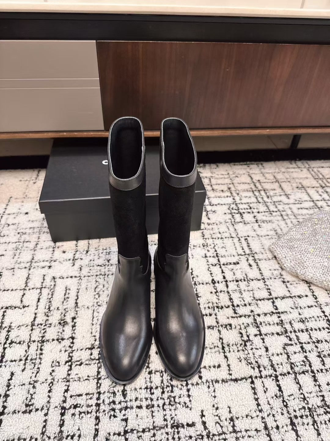 CC BOOTS IN BLACK SUEDE AND CALFSKIN 393518