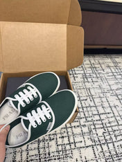 PRADA 26S LACE UP SNEAKERS IN DARK TEAL CANVAS
