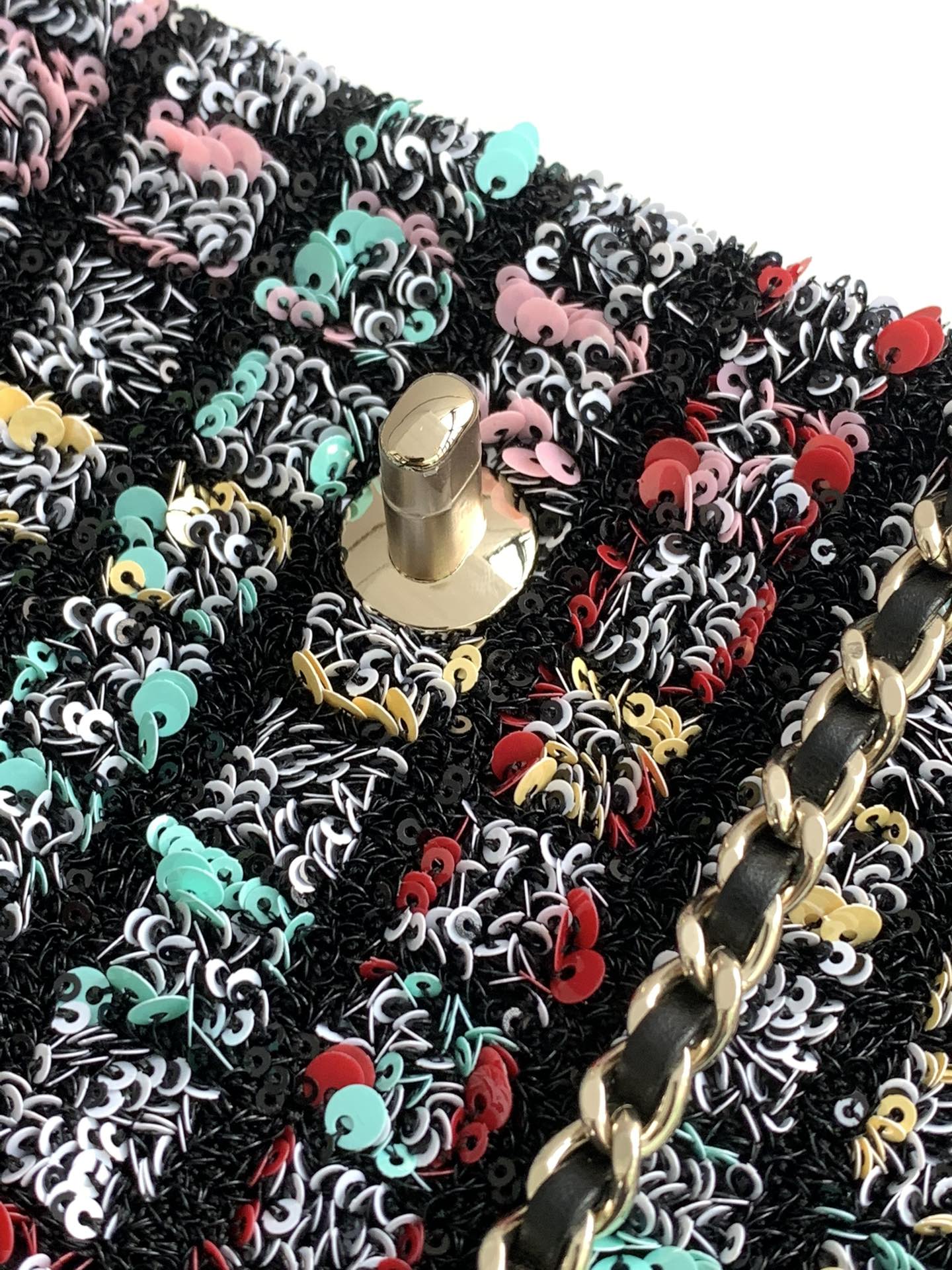 CHANEL 26S CLASSIC FLAP BAG 20 IN MULTICOLOR SEQUINS STYLE 7