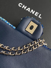 CHANEL 26S CLASSIC FLAP BAG 21 IN NAVY BLUE SEQUINS