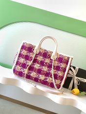 CHANEL 25S SHOPPING BAG 40 IN DARK PINK MIX WHITE TWEED