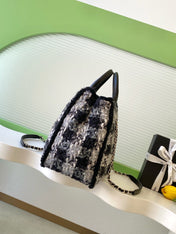 CHANEL 25S SHOPPING BAG 40 IN BLACK MIX GREY TWEED