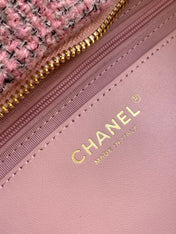 CHANEL 25S BOW BAG 38 IN PINK TWEED WITH GOLD HARDWARE