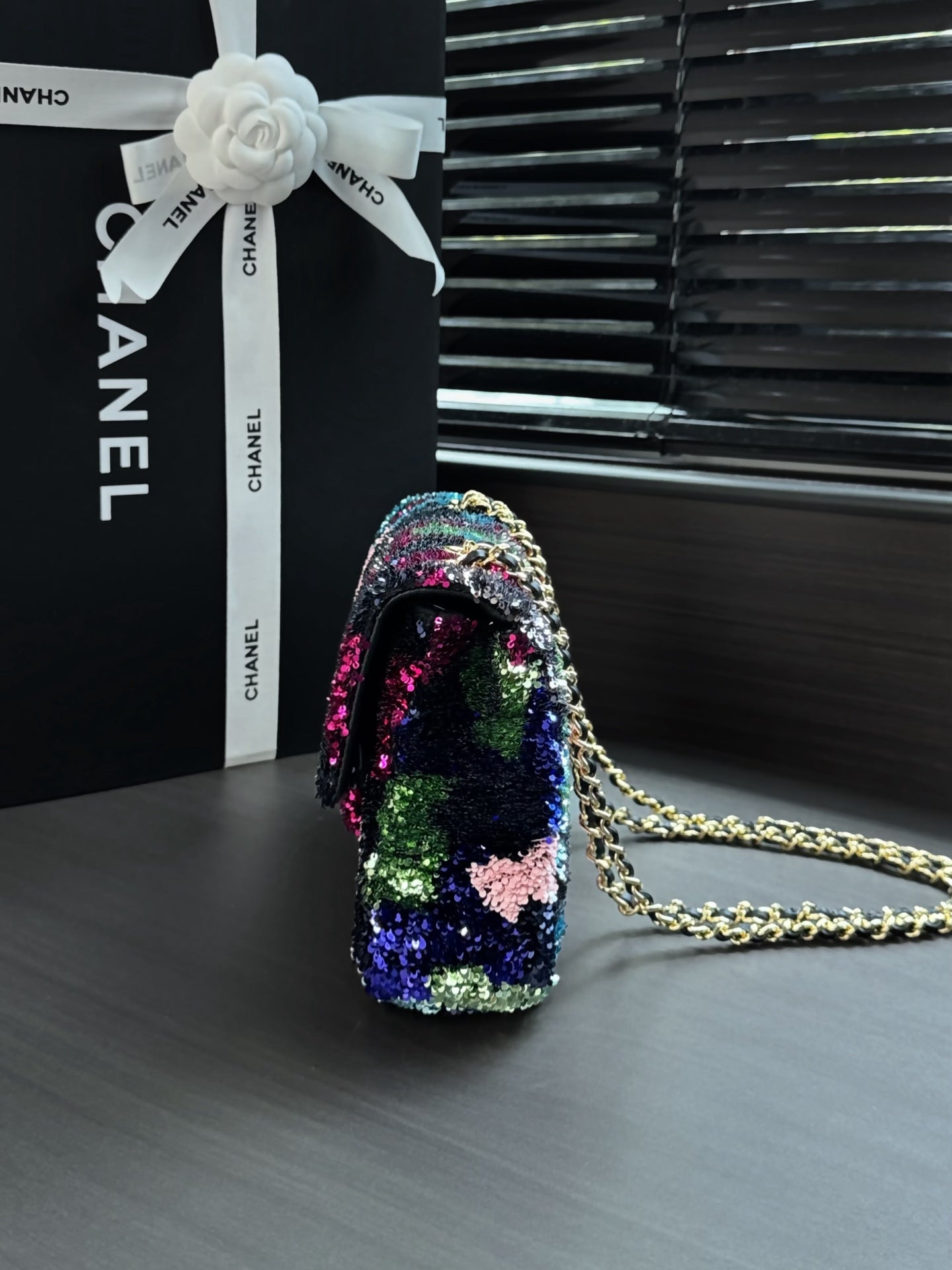 CHANEL 26S CLASSIC FLAP BAG 21 IN MULTICOLOR SEQUINS STYLE 2